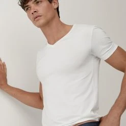 Calida 100% Nature T-Shirt, V-Neck, Compostable -T-Shirt-Shop Calida 100 Nature V Shirt Frackschnitt 14382 910 star white 1