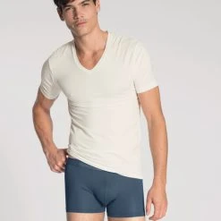 Calida 100% Nature T-Shirt, V-Neck, Compostable -T-Shirt-Shop Calida 100 Nature V Shirt Frackschnitt 14382 910 star white.jpg