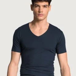Calida Clean Line Kurzarm-Shirt, V-Neck
