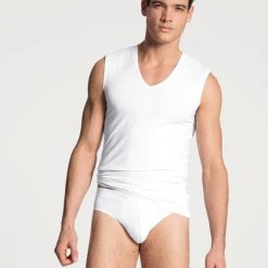 Calida Cotton Code City-Shirt, V-Neck 6 Calida Cotton Code City-Shirt, V-Neck -T-Shirt-Shop Calida Cotton Code Tank Top V Ausschnitt weiss 13090 001 2