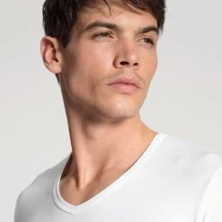 Calida Focus T-Shirt, V-Neck -T-Shirt-Shop Calida Focus V Shirt weiss 14065 001 3