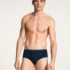 Calida Twisted Cotton Slip Mit Eingriff -T-Shirt-Shop Calida Twisted Cotton Classic Slip Elastikbund mit Eingriff dunkelblau 22010 883 2