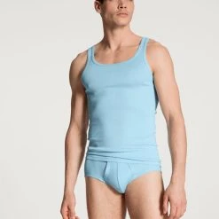 Calida Twisted Cotton Slip Mit Eingriff 9 Calida Twisted Cotton Slip Mit Eingriff -T-Shirt-Shop Calida Twisted Cotton Classic Slip Elastikbund mit Eingriff hellblau 22010 680 3