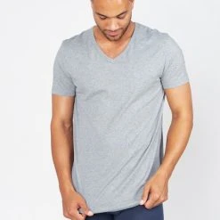 Erlich Textil Hugo T-Shirt Mit V-Neck 9 Erlich Textil Hugo T-Shirt Mit V-Neck -T-Shirt-Shop Erlich Textil Hugo T Shirt mit V Neck grau 1000000001 GRA 2
