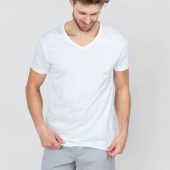 Erlich Textil Hugo T-Shirt Mit V-Neck, 2er-Pack -T-Shirt-Shop Erlich Textil Hugo T Shirt mit V Neck 2er Pack weiss 1000000001 DUO WEI 3