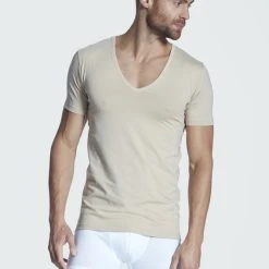 MEY Dry Cotton Functional Atmungsaktives Business Shirt Mit V-Neck -T-Shirt-Shop Mey Dry Cotton Functional 46098 beige 46098 111 2