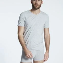 Skiny Bamboo Deluxe Kurzarm-Shirt, V-Ausschnitt -T-Shirt-Shop Skiny Bamboo Deluxe Kurzarm Shirt V Ausschnitt grau 080317 5593 2