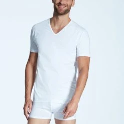 Zimmerli Pure Comfort Kurzarm-Shirt, V-Neck -T-Shirt-Shop Zimmerli Pure Comfort Kurzarm Shirt V Neck weiss 1721462 01 2
