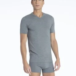 Zimmerli Pureness Kurzarm-Shirt, V-Neck 5 Zimmerli Pureness Kurzarm-Shirt, V-Neck -T-Shirt-Shop Zimmerli Pureness Kurzarm Shirt V Neck grau 7001346 51 2