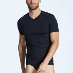 Zimmerli Pureness Kurzarm-Shirt, V-Neck -T-Shirt-Shop Zimmerli Pureness Kurzarm Shirt V Neck schwarz 7001346 86 3